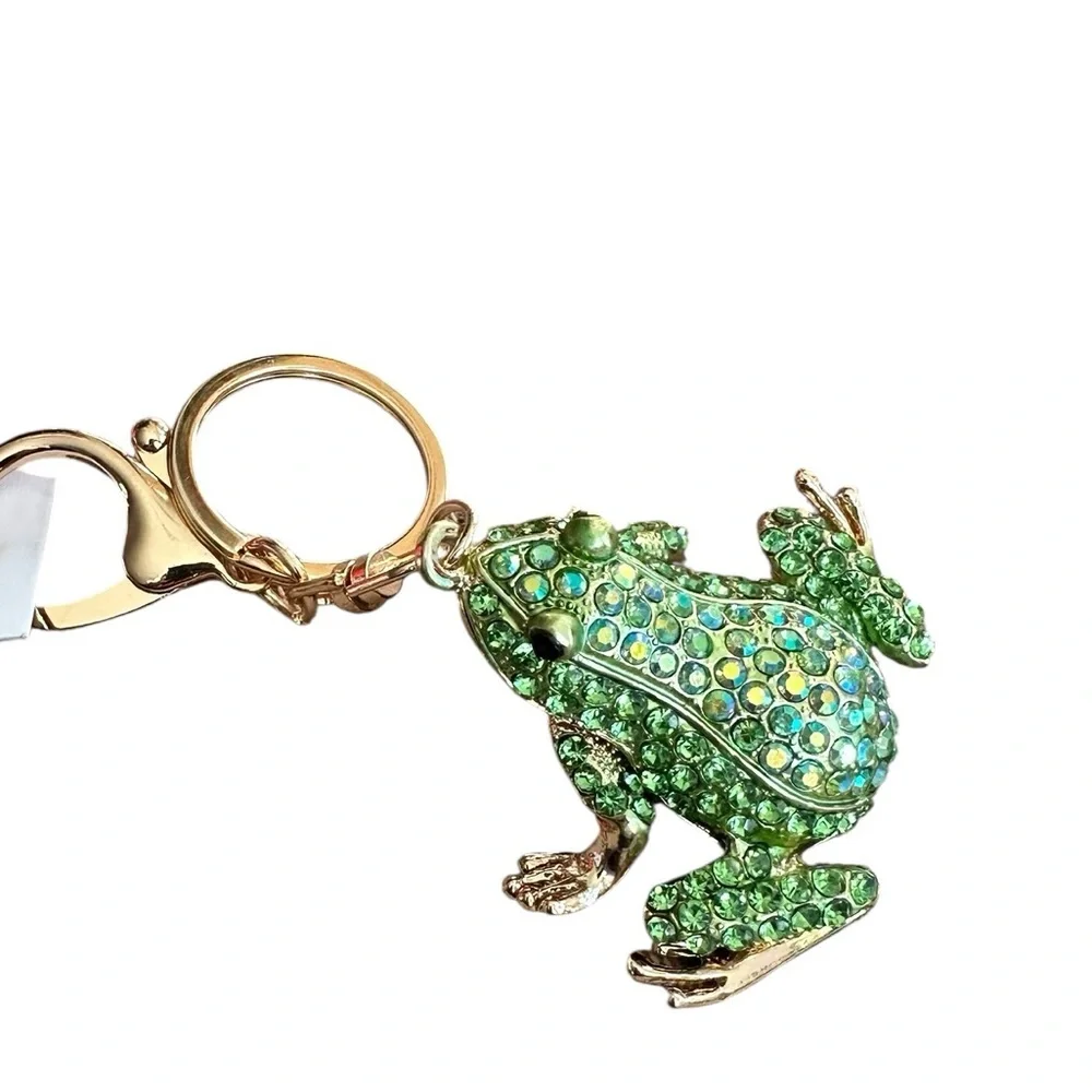 ✨ Whimsical Luxe — Green Crystal Frog Keychain | Sparkle Charm ✨